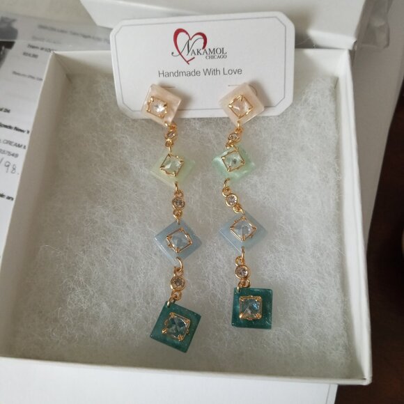 Nakamol Handmade Dangle hanging Earrings NWT - Picture 1 of 4